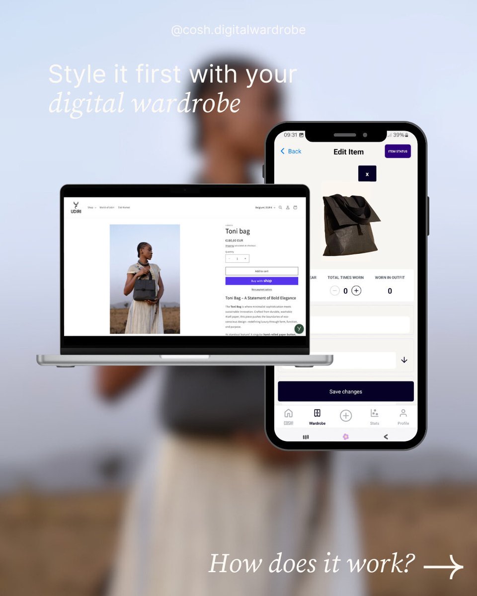 udiri_official's tweet photo. https://t.co/W2ZHYa5pdp Style that speaks for itself.
With the COSH! digital wardrobe, you can now see how @udiri_official colourful pieces blend seamlessly into your wardrobe, before you buy.
Experiment with combinations, mix and match outfits digitally, and make confident choices that feel right for you. No more guessing, just effortless, intentional styling.
So, how does it work?
Download the COSH! app for Apple or Android (link in bio)
Log in on the Udiri webshop using the same log-in you use for the COSH! app
Add an item to your cart
See it appear in your wardrobe instantly, ready to mix and style
Ready to see how Udiri's accessories and handbags could fit into your wardrobe?