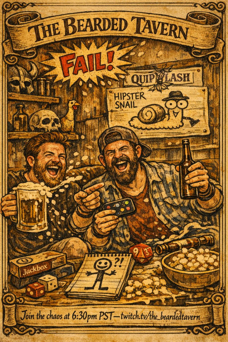 BeardedTavern's tweet photo. 🍻 Two bros. Two beards. Maximum chaos. Jackbox + ale at 6:30PM PST → https://t.co/bVWeBCdkHl
@kayshmosh_ttv @pnwBenard526 
#jackboxgames https://t.co/87CUiqOu3V