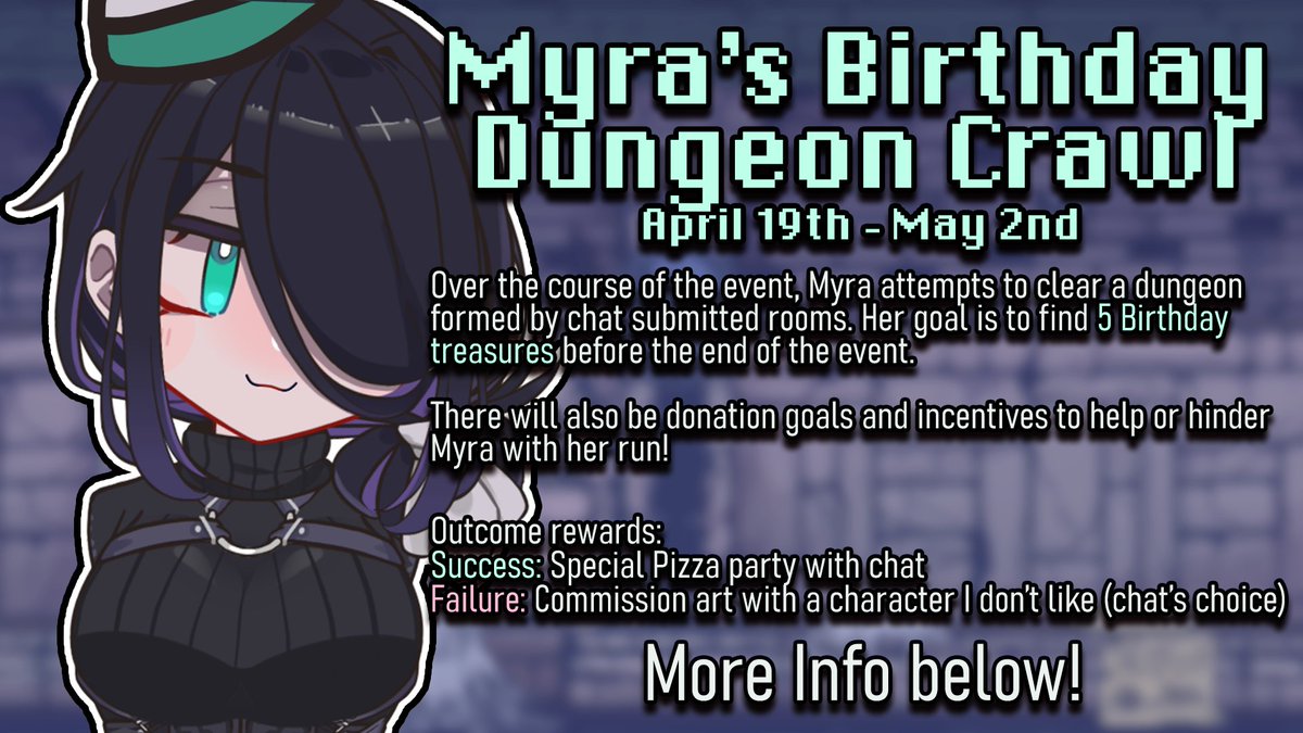 This April, I will do a dungeon crawl-themed birthday event!
I will be updating this thread with more info as I finalise more details. ✨