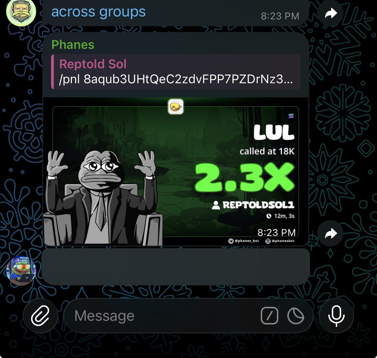 2.3x gain on my call $LUL
Ca::

8aqub3UHtQeC2zdvFPP7PZDrNz39CaxY56bYruyfpump

#Solanamemecoin #Solana #Earlyalphacalls #Memecoin