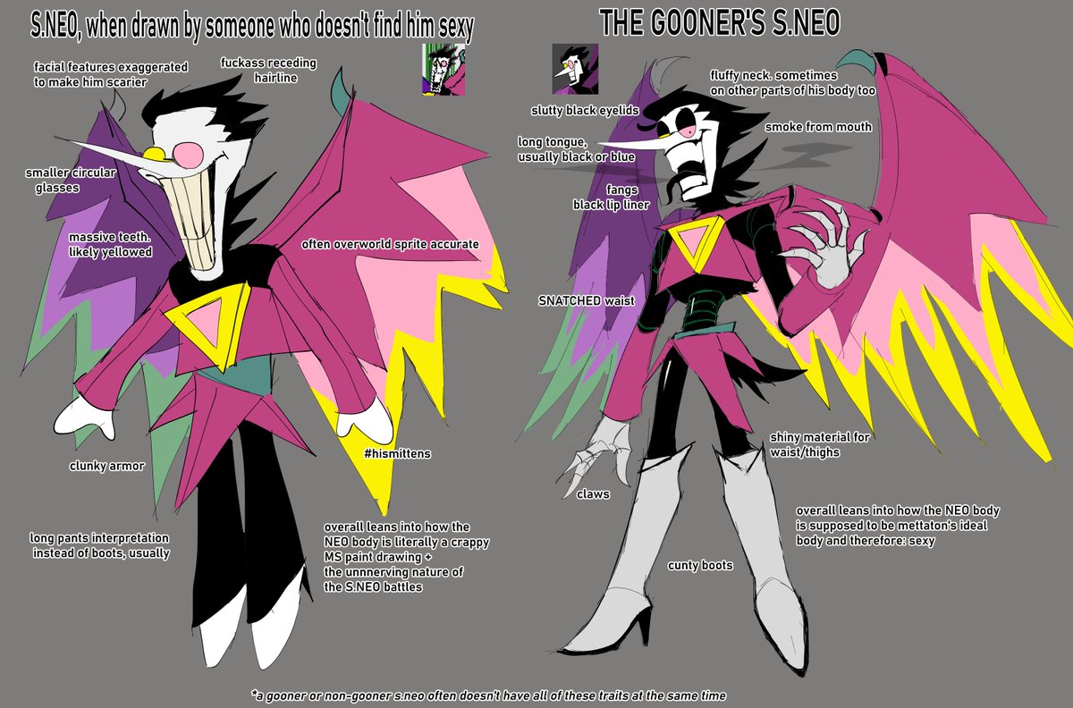 me and a friend have been joking about how sometimes you can just Tell when an artist draws spamton neo and wants him carnally. here are the results of our research (obsessively looking at sneo art for 9+ months straight)