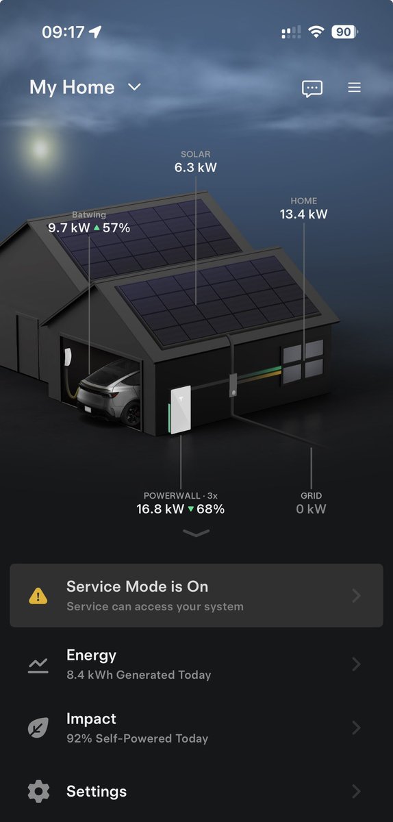xeaoux's tweet photo. After years of inverter failures, resets, replacements, and chasing answers… we finally have a breakthrough.

My system is now running:
⚡️ 1 Powerwall 3
🔋 2 Powerwall 2s

From what I’ve been told — this is the first residential deployment anywhere of this hybrid configuration outside of Tesla’s internal testing.

This didn’t happen through a normal service ticket.

It required:
• Escalation after repeated system failures
• Full system documentation + performance logs
• Coordination with my installer (Rising Sun Solar)
• Tesla engineering pushing custom firmware not available to standard field techs
• Non-standard wiring configuration to make PW3 + PW2 coexist

For context — my original system ran well for ~5 months… then entered a cycle of:
→ inverter failures
→ replacements
→ resets
→ solar not restarting after outages

At one point, we were on multiple inverter swaps with no lasting fix.

This upgrade is different.

Powerwall 3 is now acting as the system backbone, with the Powerwall 2 units integrated behind it — something that (until now) wasn’t supported in residential installs.

Early results:
☀️ Solar production is stable
🔋 Batteries are responding correctly
⚡️ Home load is fully supported
🚫 Grid draw = 0 kW

Still early — but this is the first time in a long time the system feels right.

Huge credit to Rising Sun Solar for sticking through this, and to the Tesla engineers who were willing to go off-script to solve it.

If this configuration proves stable, it could open the door for upgrading existing PW2 systems without full replacement.

More data to come.
@teslaenergy @Tesla @elonmusk @RisingSunSolar1
