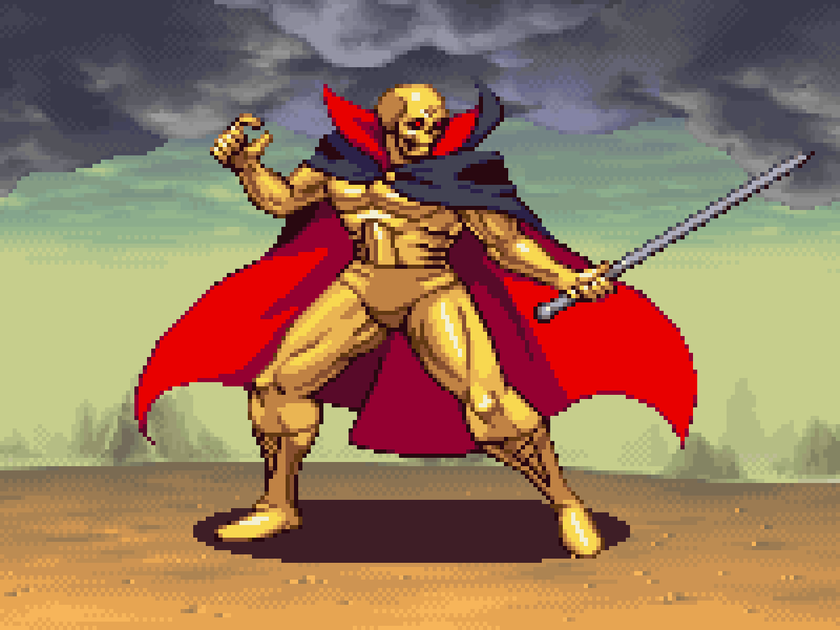 NakamangaHikari's tweet photo. Golden Bat, the world first superhero.
Also known in my region as "Fantasmagorico"
#pixelart #fanart #goldenbat #spritework #cps2 #mockup https://t.co/yJ1VXu2ndw
