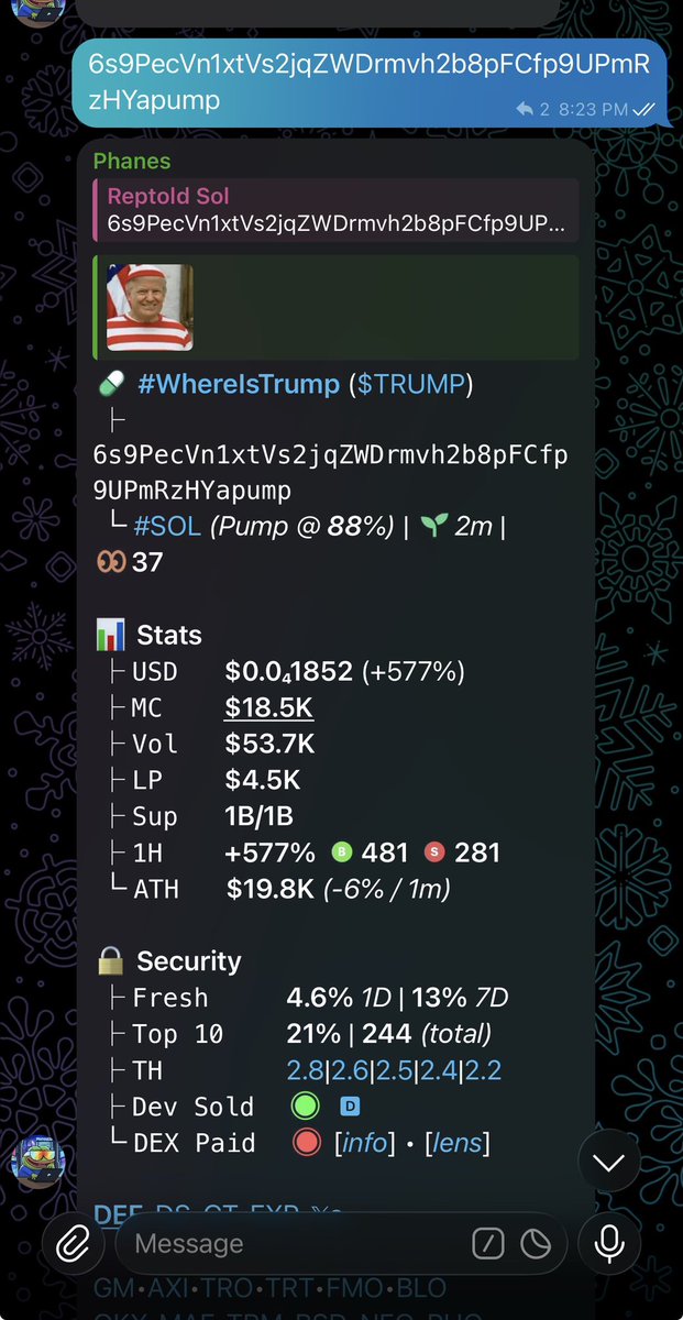 Watch your entry on $TRUMP
high gamble 🎲🎲🎲
Ca::

6s9PecVn1xtVs2jqZWDrmvh2b8pFCfp9UPmRzHYapump

#Solanamemecoin #Solana #Earlyalphacalls #Memecoin