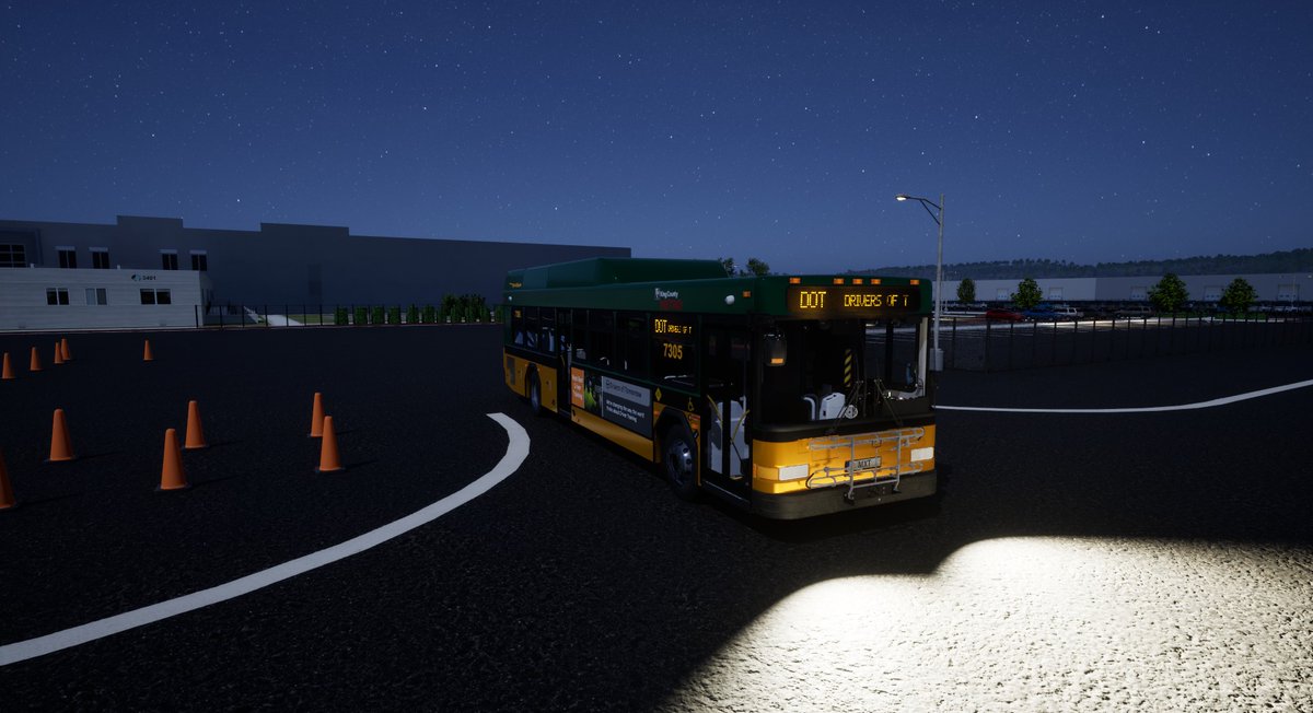 DriversTomorrow's tweet photo. Driving around the training yard at night time isn't possible in the real world, but it is in the simulator! https://t.co/RcPwwVQ8Ox