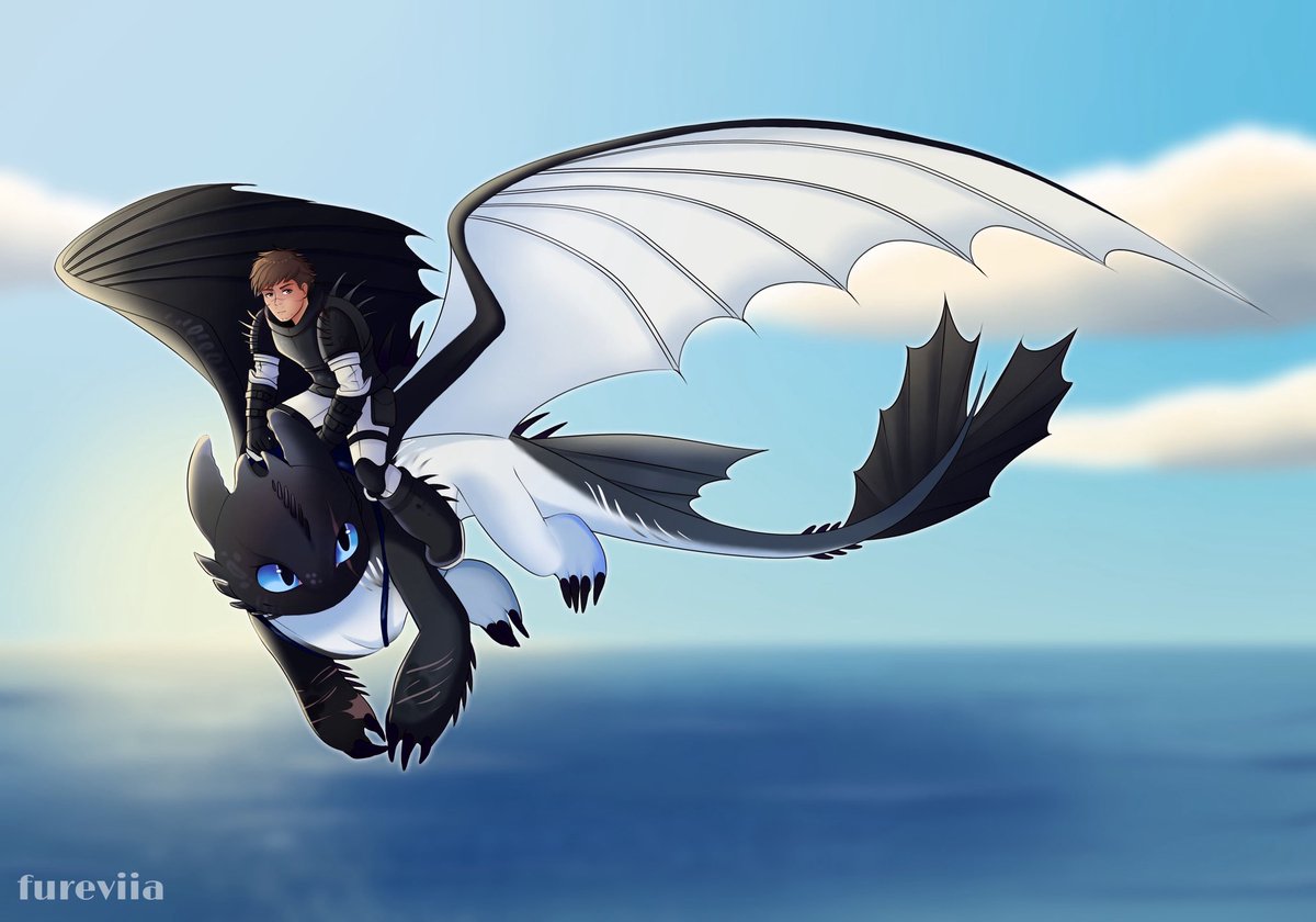 fureviia's tweet image. Birthday gift for one of my most favorite httyd artist - soulsray (he doesn’t have a Twitter account as far as I know. But I’m still eager to share!) 

#httyd #howtotrainyourdragon #nightfury #lightfury #dragon #dragons #toothless #dragonrider #gift #birthdaygift #digitalart