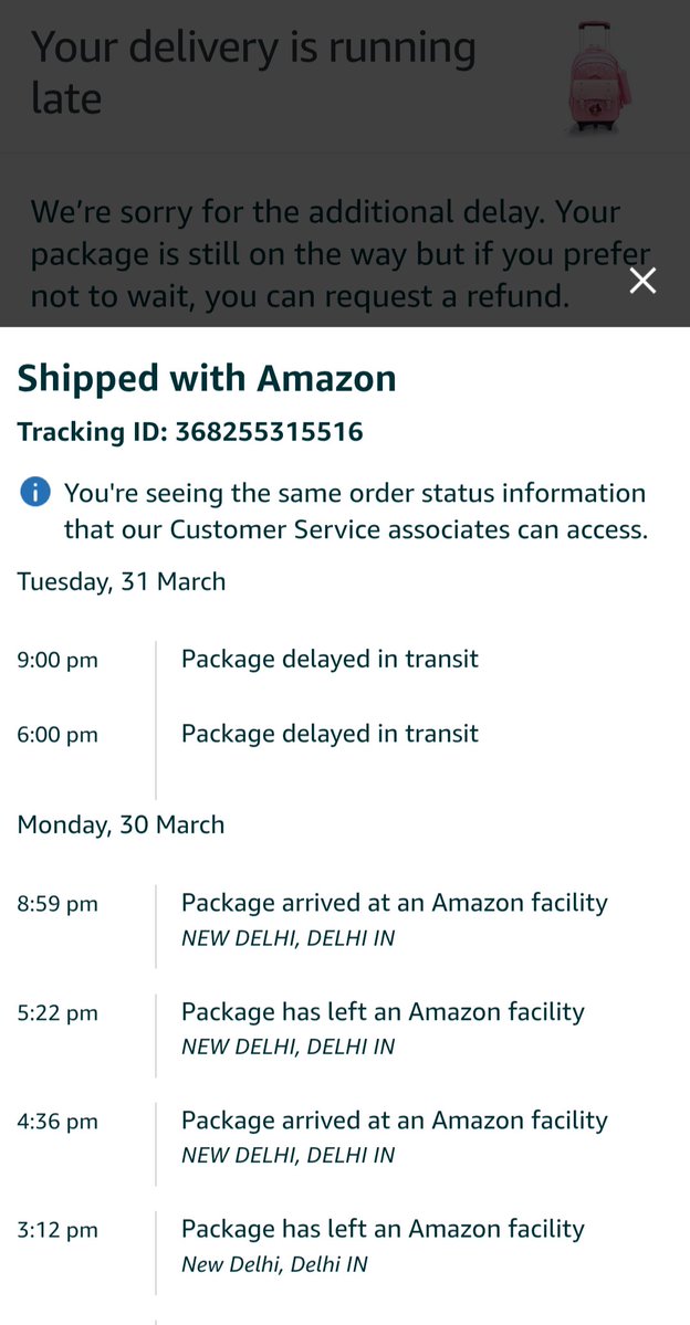 abrox065's tweet image. Hey @AmazonHelp, my order is stuck in "running late" status with no updates. 

Worst part? I’m not even being allowed to cancel it.

 This is unacceptable. Pls look into this immediately and process my cancellation/refund.
@amazonIN
​#ConsumerComplaints #AmazonIndia #BadService