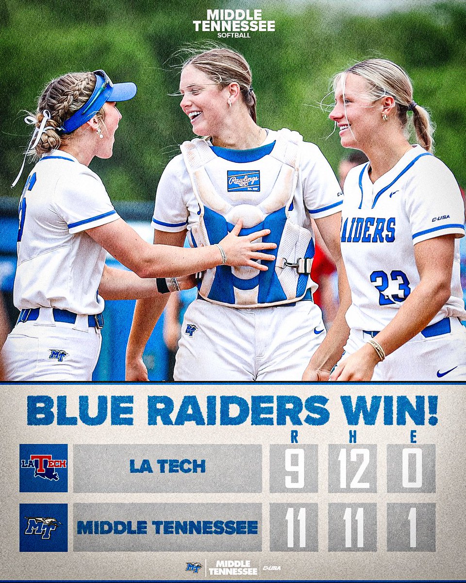 MT_Softball's tweet photo. THAT’S A BLUE RAIDER WIN 🤩

#BLUEnited | ⚡️⬆️ https://t.co/XKtQuGOqpW