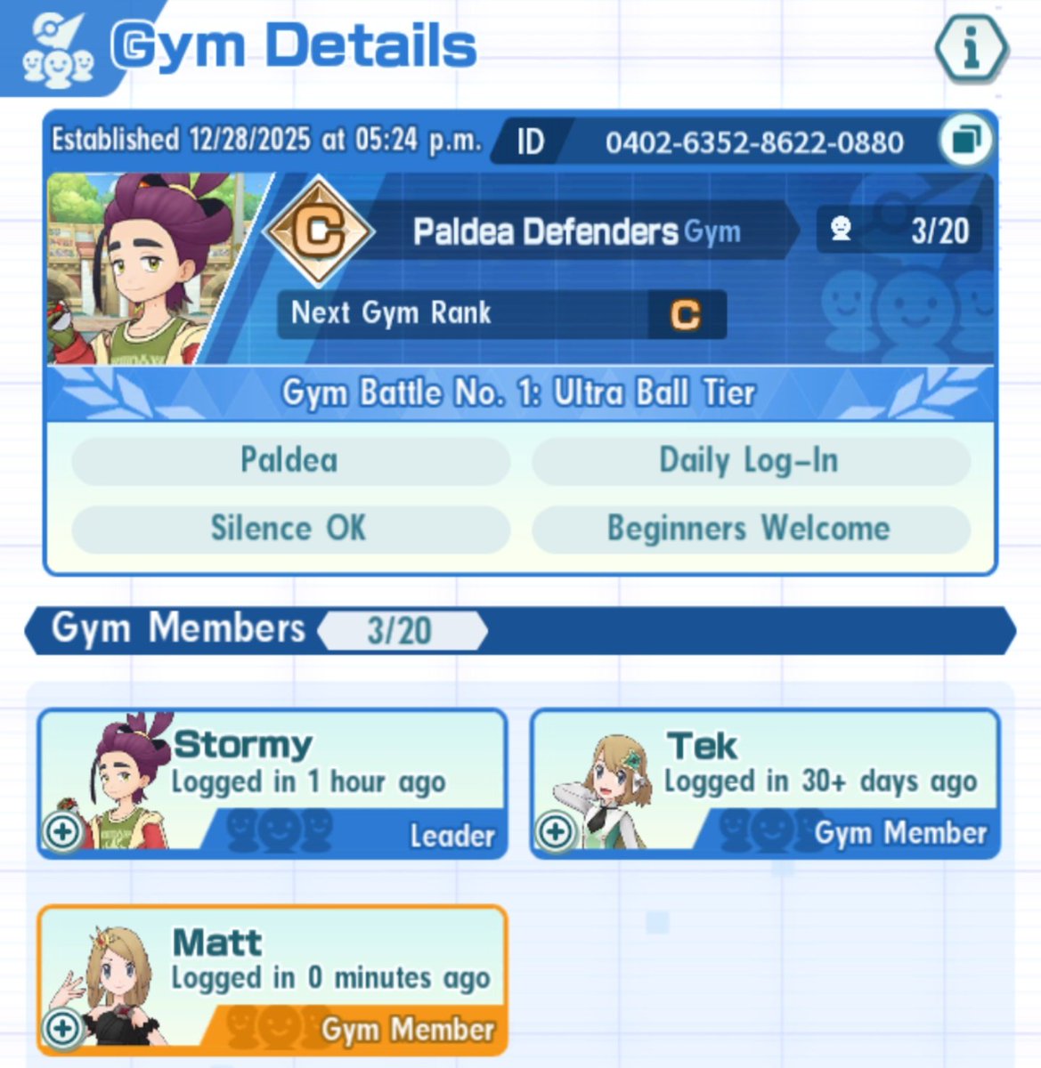 Once again inviting anyone to join the Pokemon Masters EX gym for the current gym battle event. The more the merrier to get as many rewards as we can. 🙏

0402635286220880
