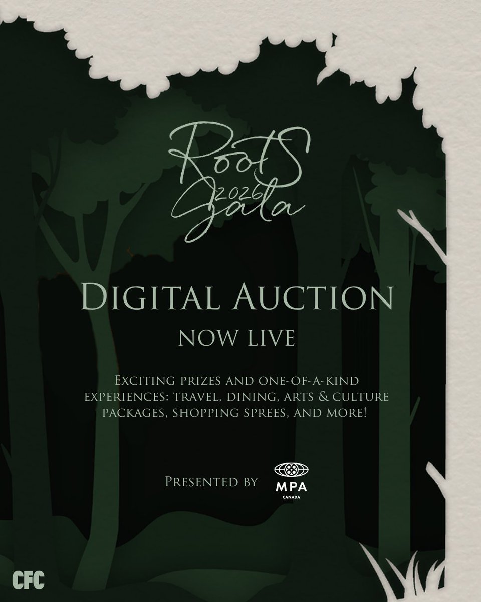 cfccreates's tweet photo. The 2026 CFC Gala: Roots Digital Auction is now live! Choose from exciting prizes and one-of-a-kind experiences: travel, dining, arts &amp; culture packages, shopping, and more. 

Start bidding today: https://t.co/TluRjPUHyt

Presented by the Motion Picture Association - Canada. https://t.co/ge8Guoypt7