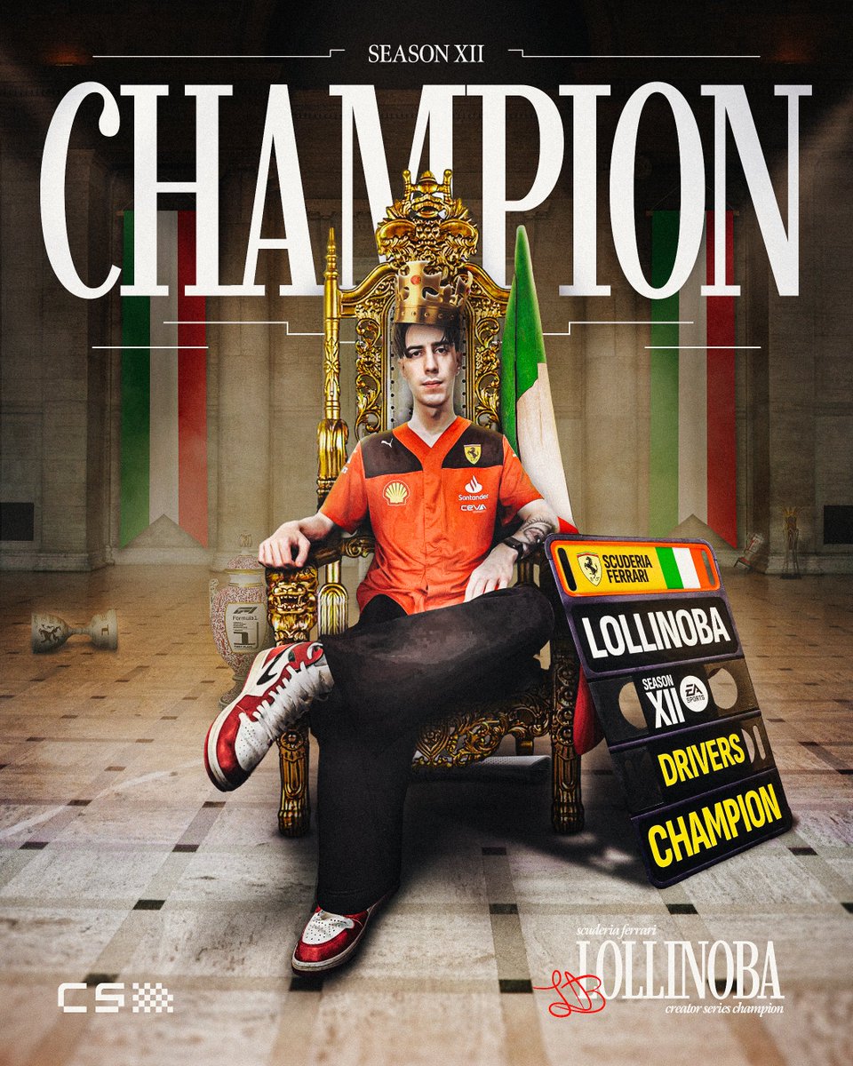 CreatorSeriesGG's tweet image. CAMPIONE DEL MONDO 🇮🇹🏆 Lollinoba wins his first Creator Series championship in a DRAMATIC Brazilian Grand Prix Finale 👏 

#creatorseries #easports #ea