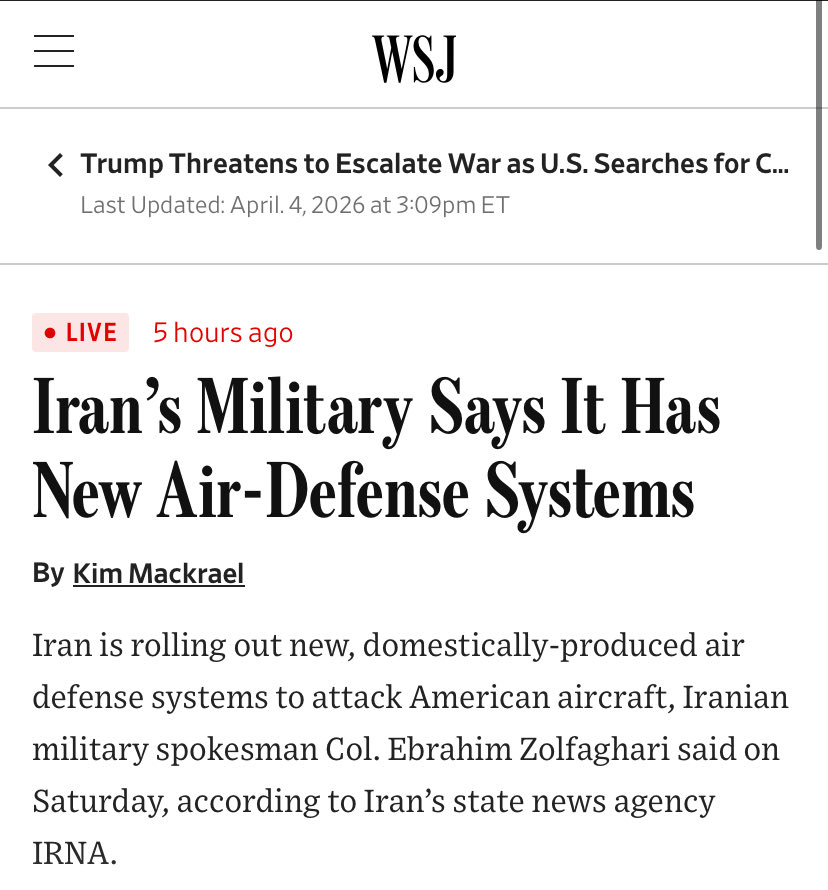 RussCan91's tweet image. ‼️🇮🇷—-ALERT

IRAN

Iranian Military Spokesman, Colonel Ebrahim Zolfaghari, is claiming that Iran has rolled out new and domestically produced air defense systems meant to target hostile aircraft.

This being reported by the Wall Street Journal and allegedly based on a report by