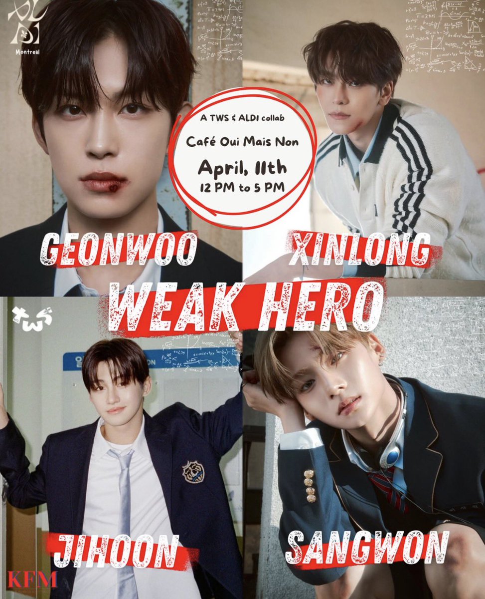 Step into your K-drama era

Join us for a K-drama themed event where ALD1 × TWS bring Weak Hero to life through a special collab experience

We're teaming up with other KFM teams (babymonster montreal &amp; atiny.kfm ) for an afternoon full of activities and drama-inspired moments!