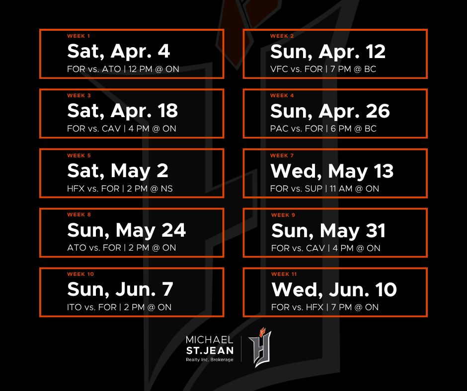StJeanRealty's tweet photo. ⚽️ The 2026 game day schedule is here and we’re ready for an incredible season with Forge FC! https://t.co/VDAnCXUZMV