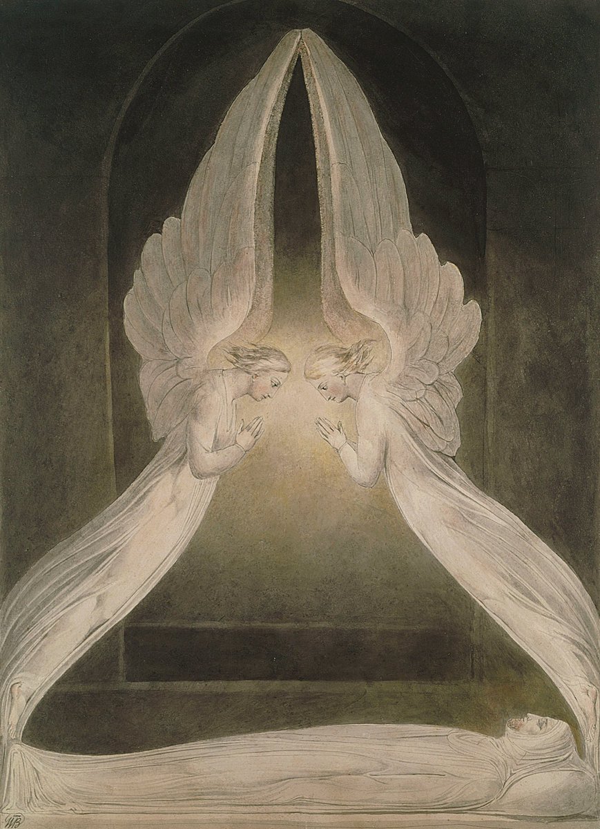 SeekAfterBeauty's tweet image. Christ in the Sepulchre, Guarded by Angels (c. 1805), by William Blake