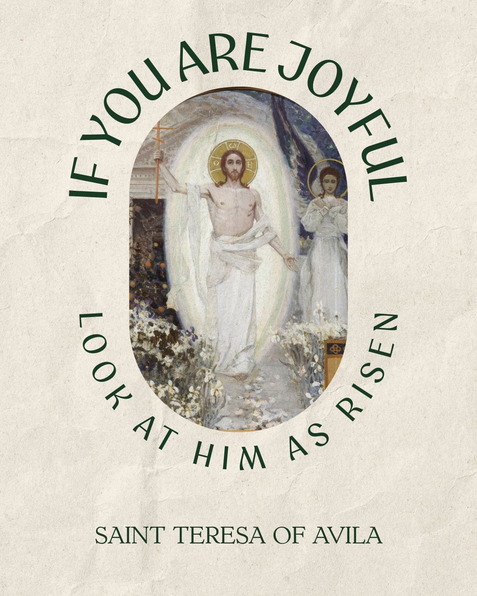 🕊️ "If you are joyful, look at Him as risen." Saint Teresa of Avila teaches a simple way of prayer: place yourself with Christ as He is—risen, living, present—and let your heart respond.

🔗 twp.ai/4ix0Gg

#SaintTeresaOfAvila #Easter