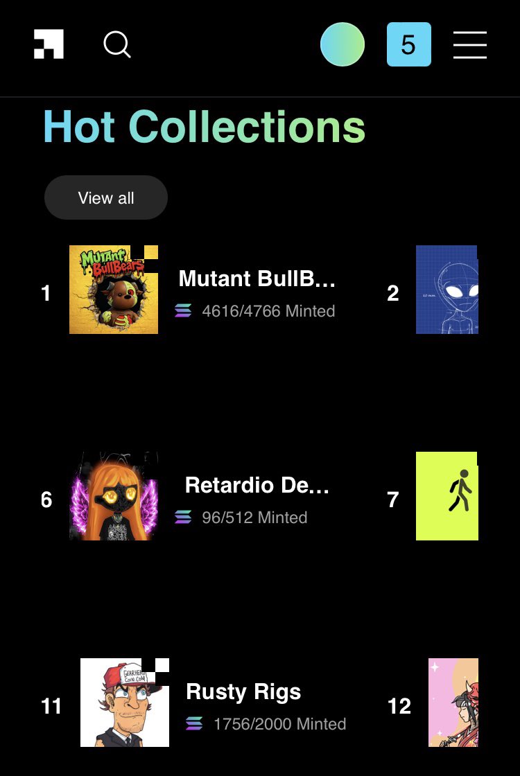 RetardioDMS's tweet image. 🚀 HUGE NEWS   #NFT 🎁

Retardio Demons NFT is now #TOP6 in sales volume on LaunchMyNFT 🔥  

96/512 $Minted - just 0.01 $SOL = 1$
Don’t miss out—grab yours BEFORE THEY'RE ALL GONE ⏳  

🛒 Buy now: launchmynft.io/sol/21633