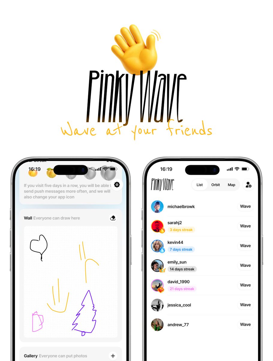 michaelbrowk's tweet photo. Built a pager app in 2026. On purpose.
Pinky Wave lets you send one emoji to someone. It shows up in Dynamic Island and disappears in 5 minutes. No text. No reply. Just a wave.

https://t.co/DQ9tQAAT1I https://t.co/TDxUGMsHJy