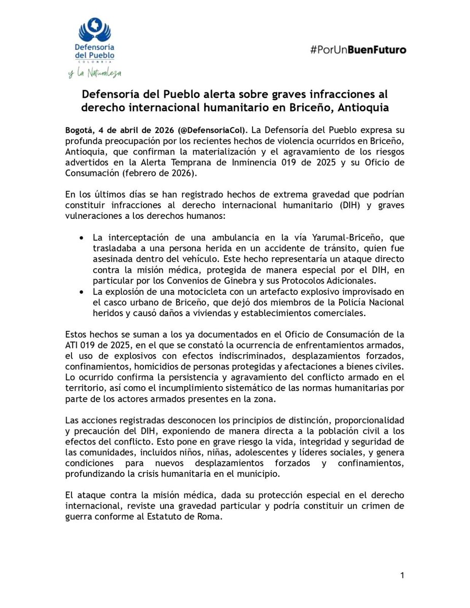 Defensoría del Pueblo tweet media
