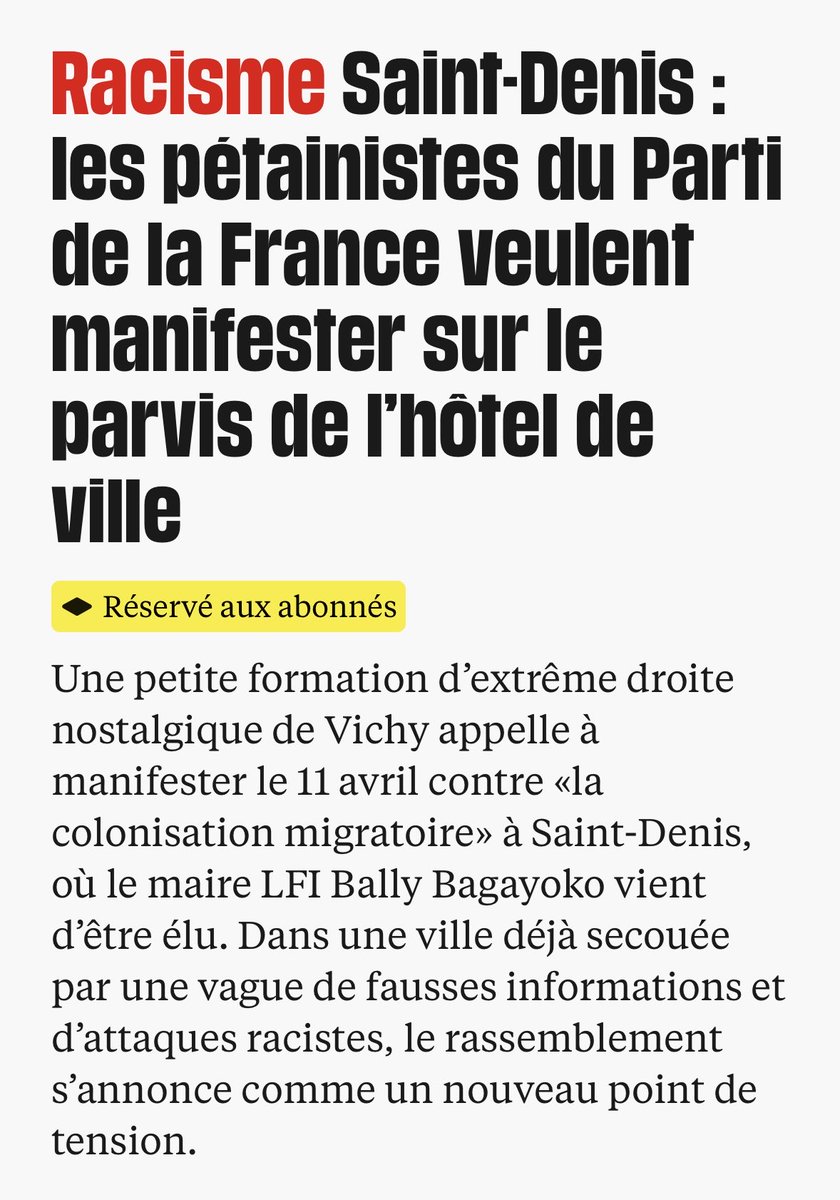 Sinon le 11 avril les racistes pétainistes du Parti de la France vont manifester contre Bally Bagayoko au même endroit où nous étions pour le soutenir aujourd’hui.