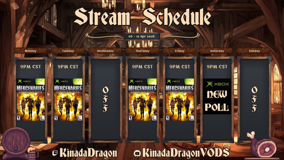 NEW SCHEDULE RELEASED A DAY EARLY!

We will work on Mercenaries: PoD (finally) tonight and hopefully beat it long before next week to shift the NEW POLL to the left.

My 2 PC setup is good to go now, I am happy with how it runs. See you guys tonight @ 9PM CST on Twitch!