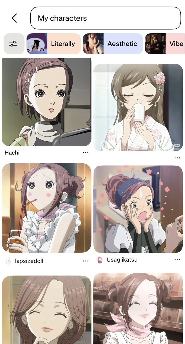 tisdamnvictoria's tweet image. omg fui pesquisar “my characters” e so apareceu a bobona da hachi #sou literalmente ela  (so a nanami de diferente ali