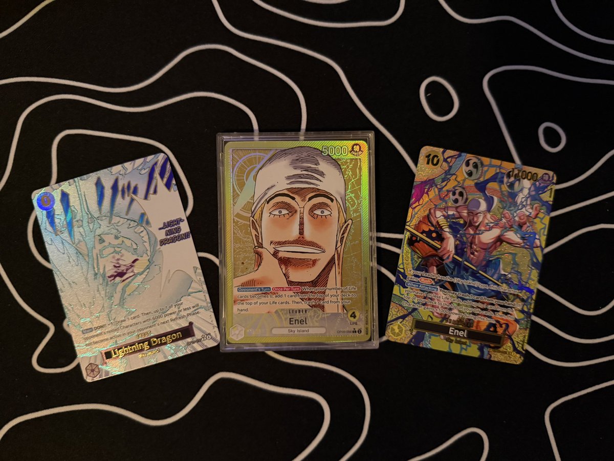 dsok__'s tweet photo. First OP15 locals and got these in 10 packs lol

Yellow Enel
UP Luffy 🟢 2
G Carrot 🟢1
P Doflamingo 🟢 2
RG Chopper 🟢 2
B Imu 🟢 1 https://t.co/1ruBBO1Sv9