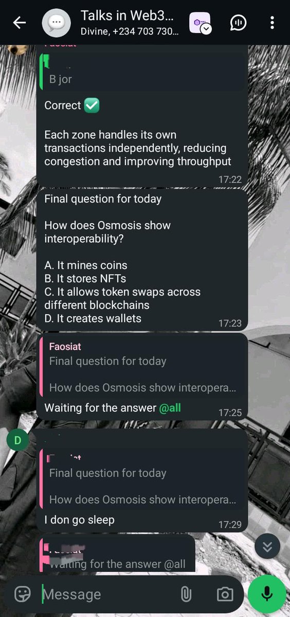 Web3Unilorin's tweet photo. We had an amazing Quiz centered on the Cosmos Blockchain 🌌
It was an engaging session filled with insightful questions, learning moments, and a bit of friendly competition. 
Big shoutout to everyone who joined and made it lively 🙌
More sessions/ quiz to come 
#Web3 #Cosmos https://t.co/DLhts7YucK