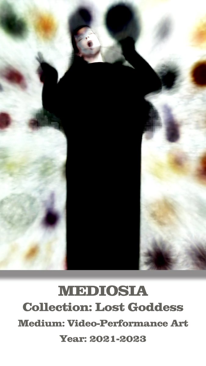 Visheh_xyz's tweet image. MEDIOSIA (2021-2023) 
The Goddess of Media manifests the spirit of the hyperconnected age. She stands at the center of an endless storm of voices, alerts, and fragmented messages, each demanding attention... 
#PerformanceArt #VideoArt