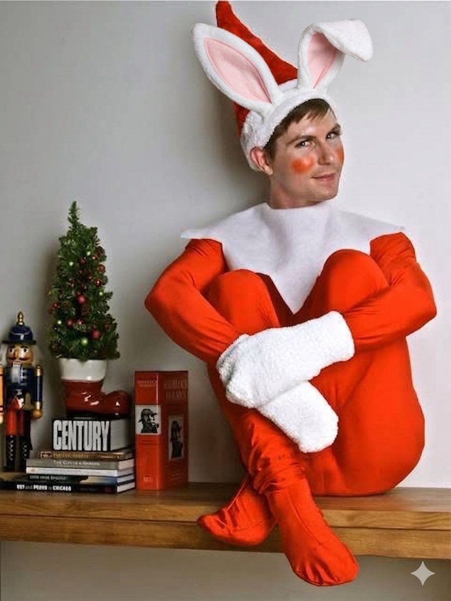 TheRealElfTommy's tweet photo. Hoppy Easter from The Real Elf—
proof I can sleigh 🛷 any holiday. 
Remember: calories don’t count if they’re shaped like eggs… or delivered by someone in tights. Stay sweet, stay sparkly ✨ , and don’t forget to Take An Elfie📸…with a bunny this time.🐰
Peace + Love + Peeps 🐣 https://t.co/gwgIRbqAUK