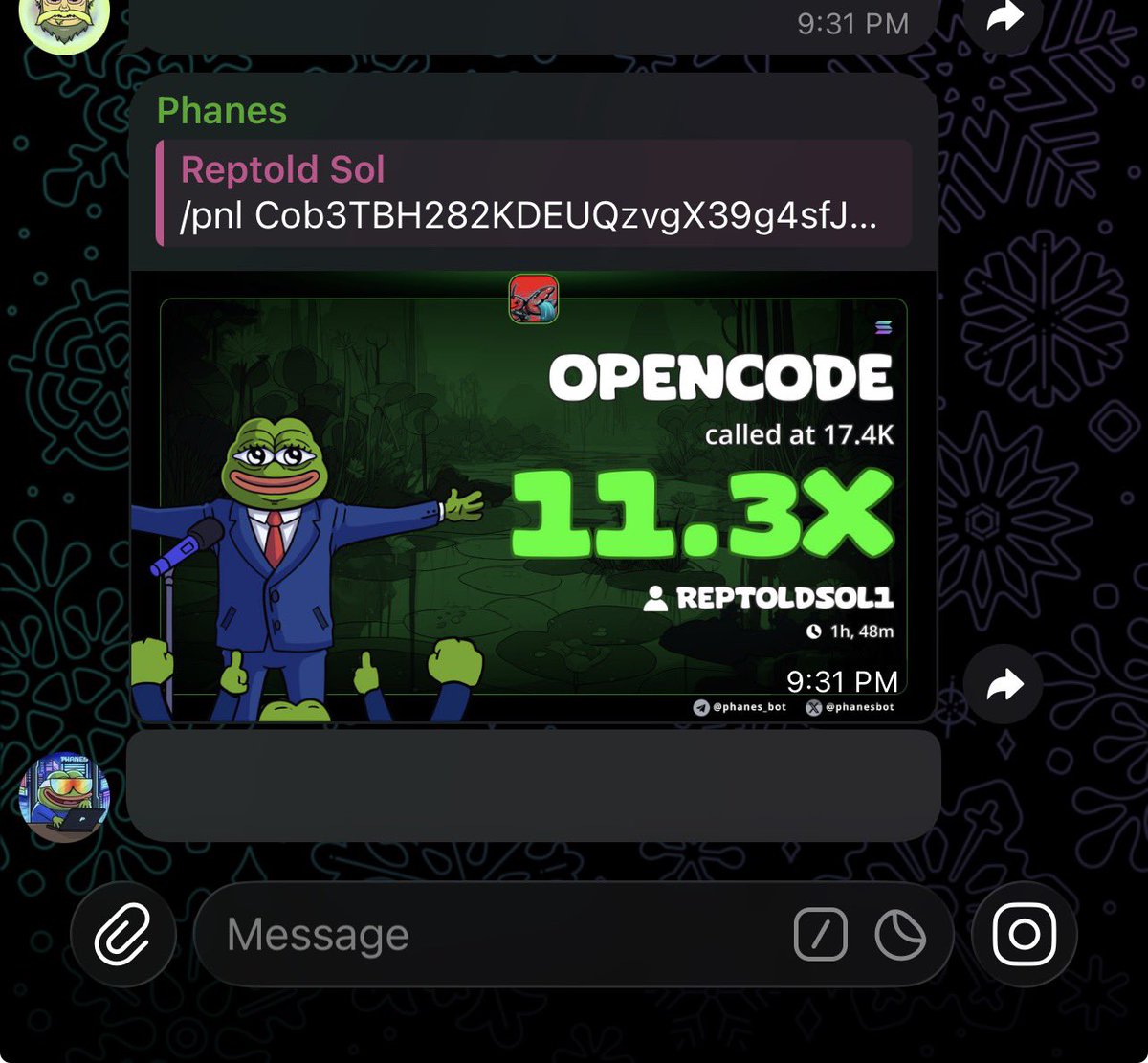 11.3x gain on my call $OPENCODE
📞 private telegram group🍀👨‍🍳🖨️

Cob3TBH282KDEUQzvgX39g4sfJ62Kamb5uvpaJPupump

#Solanamemecoin #Solana #Earlyalphacalls #Memecoin