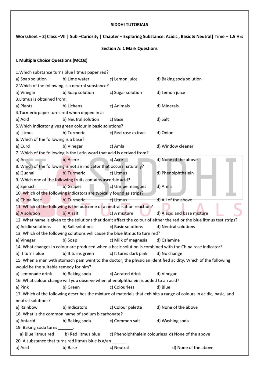 siddhi_tutorial's tweet image. SIDDHI TUTORIALS – CLASS VII SCIENCE

Subject: Curiosity
Chapter: Exploring Substances : Acidic , Basic , Neutral

Contact: 9861902023
Address: HIG-148, K-5, Kalinga Vihar, Bhubaneswar

🎯 Give your child the confidence to excel in Science!

#SiddhiTutorials #Class7Science
