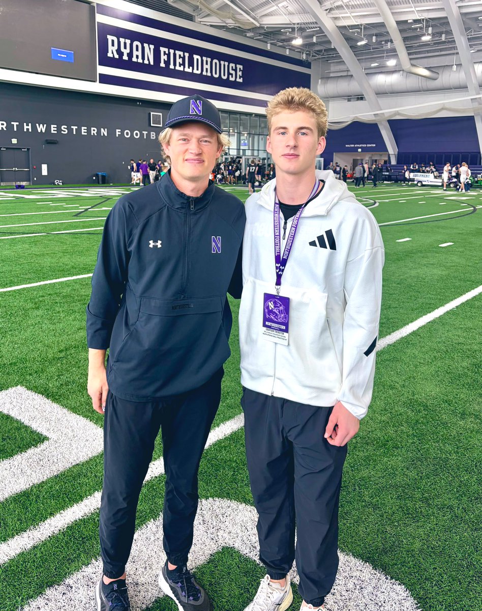 GrayThurston1's tweet photo. First time to @NUFBFamily thank you for the invite. Great conversation with @jerryneuheisel look forward to throwing for you later this month @DLSFootball_MI @coachrohn @JamesALight @Coach_Sinagoga @QuarterbackUniv @QBHitList @AllenTrieu https://t.co/12jyZojwAL