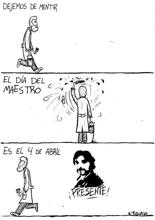 Hoy es el verdadero día del maestro.

A 19 años del asesinato de Carlos por la policía de Sobisch seguimos exigiendo justicia. Cárcel a los responsables materiales y políticos.

¡Carlos Fuentealba Presente!