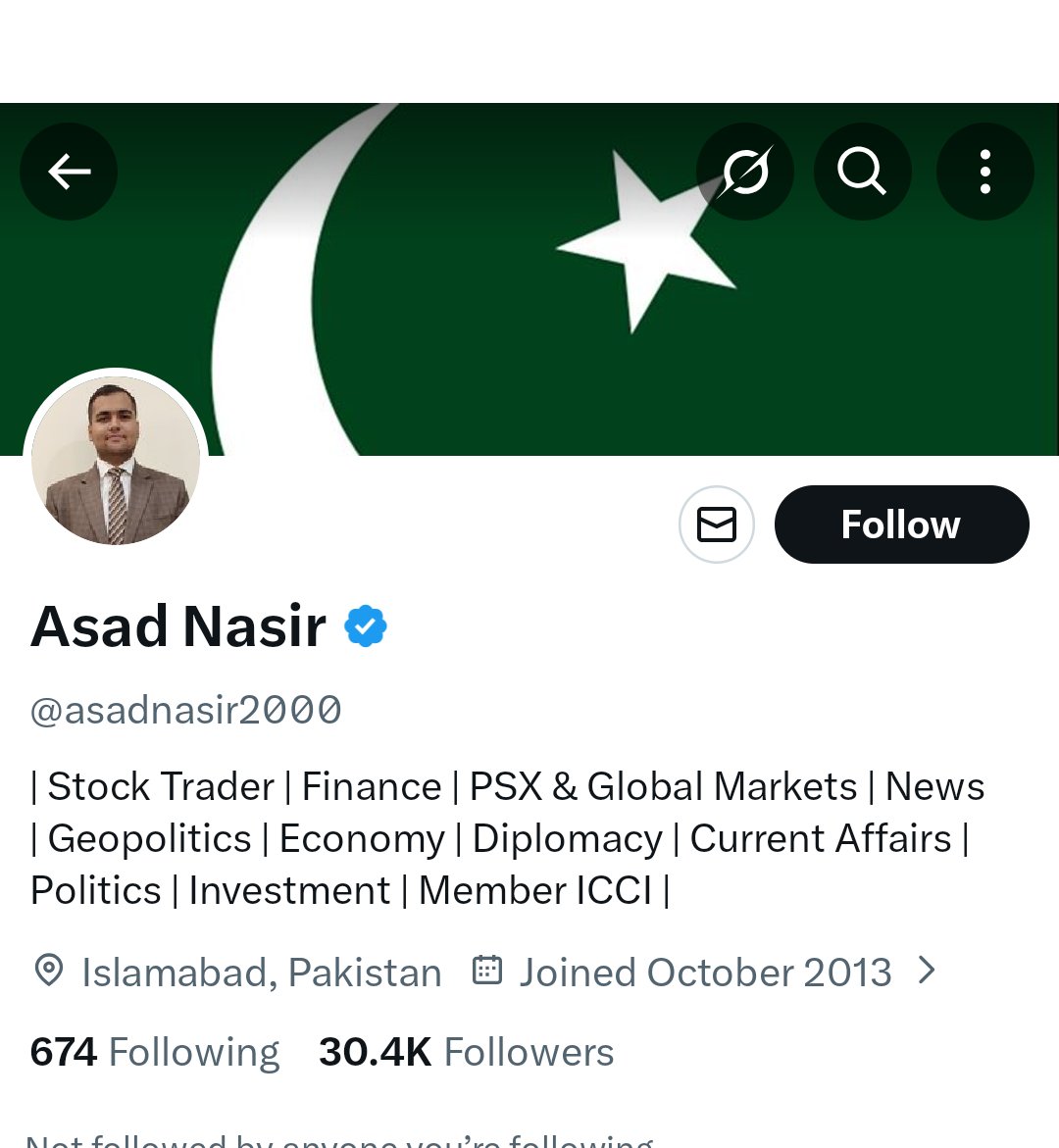 spyoptionspick's tweet photo. @asadnasir2000 This idiot lives in Pakistan. He knows nothing of what he's talking about https://t.co/ZRLmsjP7lu