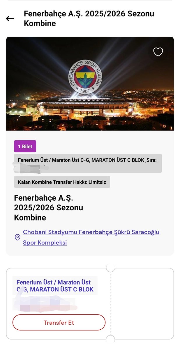 UOkusun's tweet photo. Fenerbahçe Beşiktaş maçına gidemeyeceğim için 
maraton üst tribünü kombinemi devredeceğim. İstanbul içi yüzyüze teslim edilir. #fenerinmaçıvar #bilet #biletarıyorum #biletalsat #biletvar #kombinedevret #Fenerbahçe https://t.co/PqcpCXUjWL