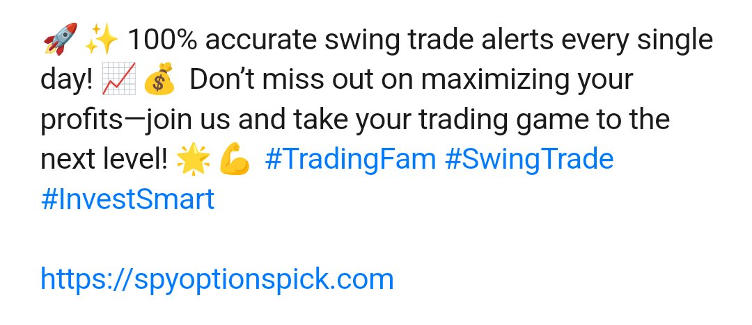 spyoptionspick's tweet photo. My swing trade alerts are 100% accurate everyday. 

https://t.co/5IiJUx68Pw https://t.co/Lk6LybW6bW