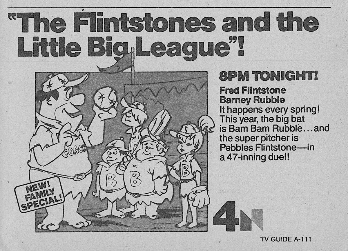 landofthe80s's tweet image. On this date in 1978, “The Flintstones and the Little Big League” aired on tv. #70s #nostalgia