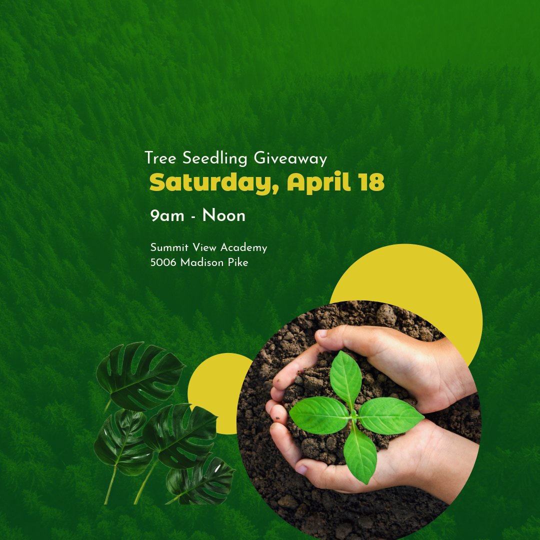 Free tree seedlings this Saturday in Independence, KY!
City of Independence Tree Seedling Giveaway: April 18, 2026, 9AM-12PM at Summit View Academy (5006 Madison Pike).

1 free native sapling per car while supplies last. Species: Red Maple, Flowering Dogwood, Scarlet Oak
