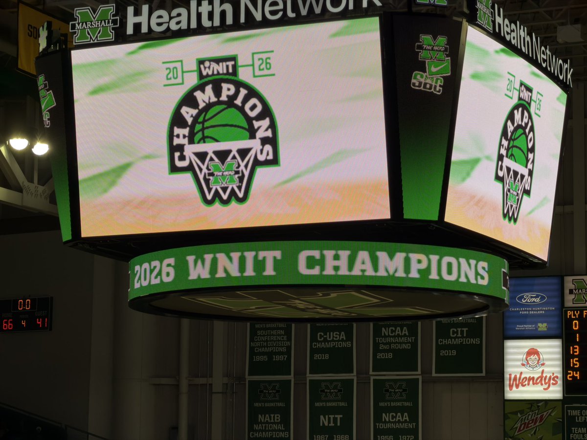 PaulSwann's tweet photo. Final: Marshall 66, Illinois State 41.  Marshall claims the 2026 @WomensNIT Championship. https://t.co/Bsc2GQ1hHC