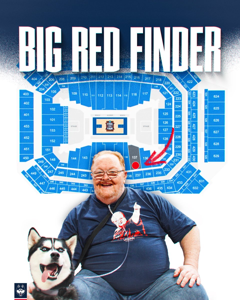 UConnHuskies's tweet photo. Keep an eye out for Big Red in Indy 👀

Section 137
Row QQ
Seats 21-24 https://t.co/Ifaf1ijZup