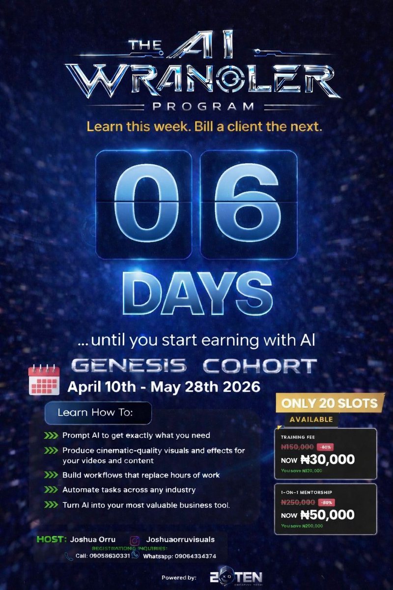 iamjoshdpilot's tweet photo. 06 days.

AI is already making people money.
The only question is… are you one of them?

Learn it. Use it. Get paid.

#AIWrangler #LearnToEarn #aitools #20TEN https://t.co/KY0SidZjwJ