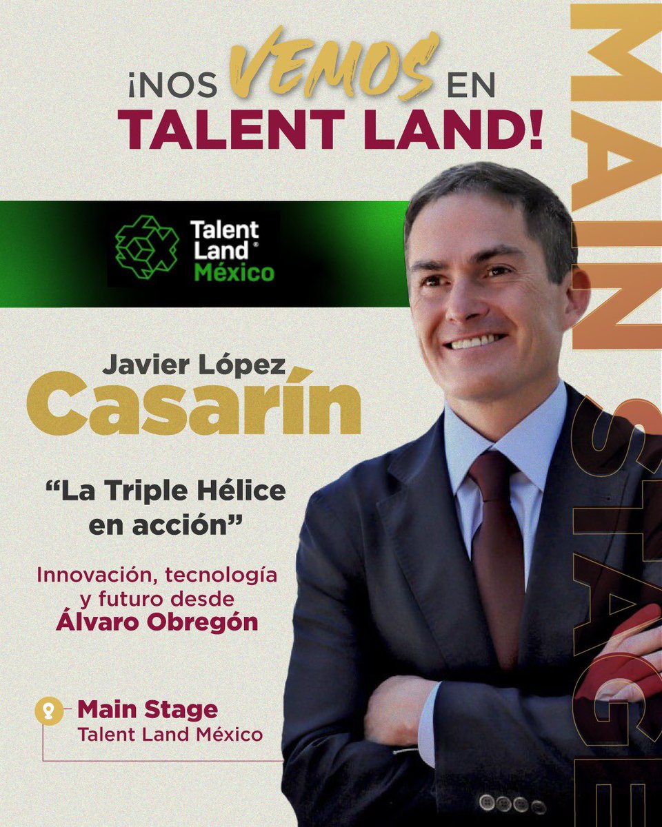 LopezCasarinJ's tweet image. Nos vemos el 7 de abril | 16:30 hrs en el Main Stage de @talentrepublic_.

La Triple Hélice en acción con resultados reales desde el satélite @mxao_1.

🎟️ Consigue una beca para acceso GRATIS:
⚠️ Solo quedan 500 becas.
🔗 becas.talent-land.mx/clusterunivers…

#CasarínAlcalde
#TodoEsPosible