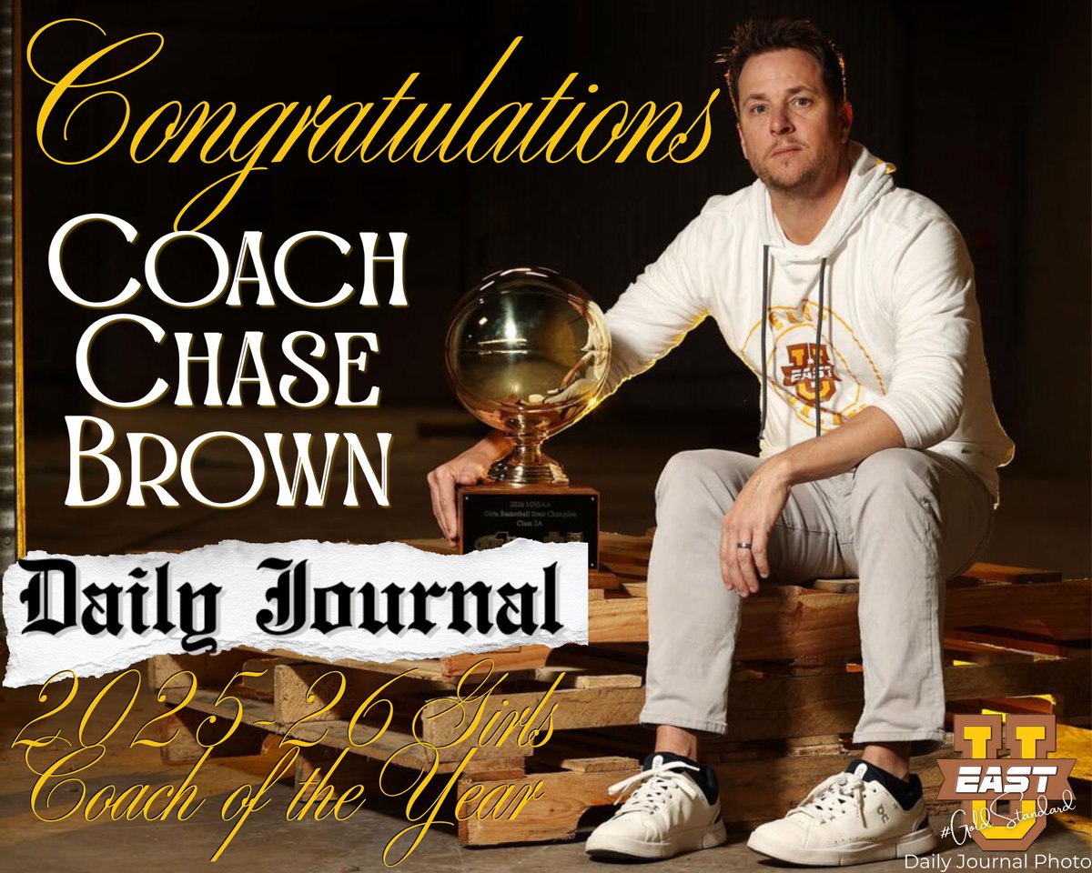 EastUnionAC's tweet image. Congratulations to Coach Chase Brown on being named the Daily Journal’s 2025–26 Girls Coach of the Year! This well-deserved recognition comes after leading our Lady Urchins to a historic season, capturing the program’s first-ever state championship. #Epic #GoldStandard ￼