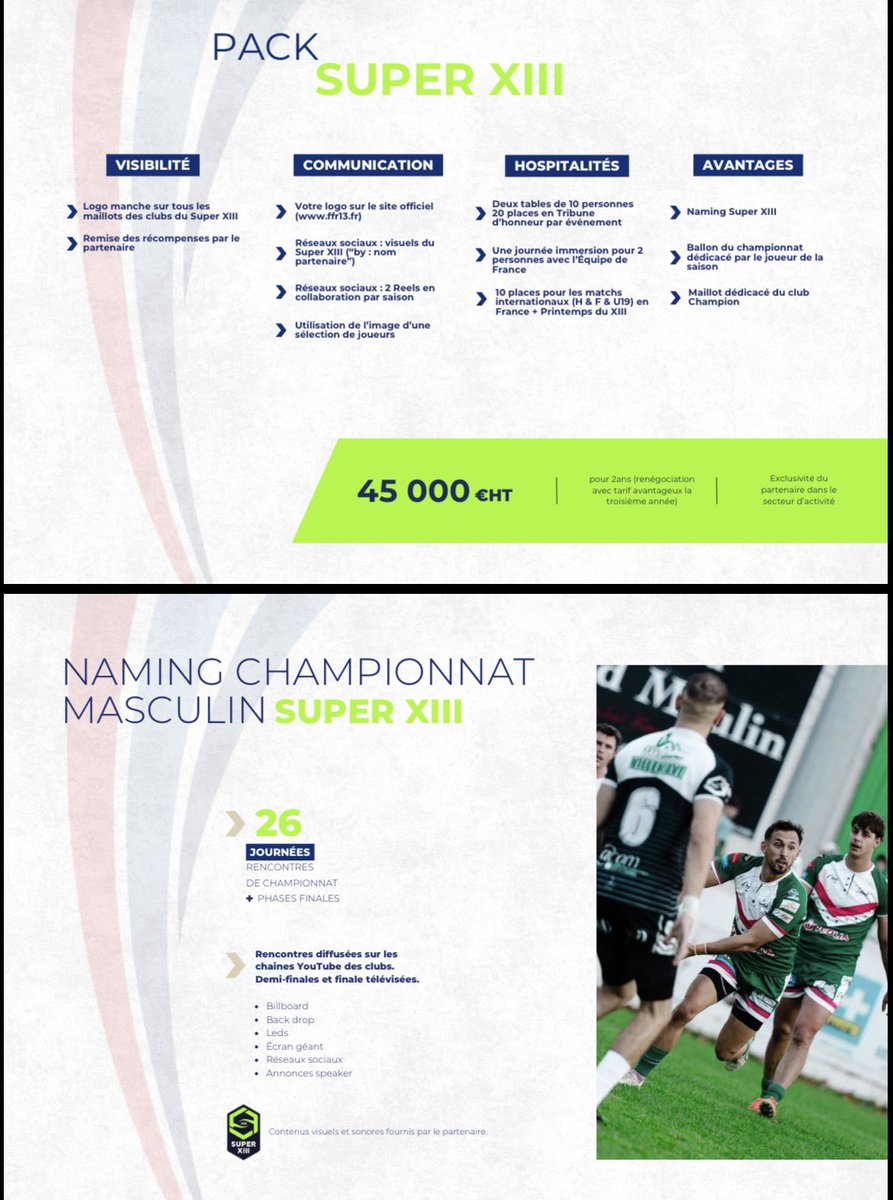 🏉 Rugby à XIII France – recherche partenaires

Coupe du Monde 2026  
5,8M vues / 538K interactions  

Visibilité : maillot, LED, stade, VIP, événements  

📩 Perrinfrank6@gmail.com  

#RugbyLeague #Sponsoring #SportBusiness #Partnership