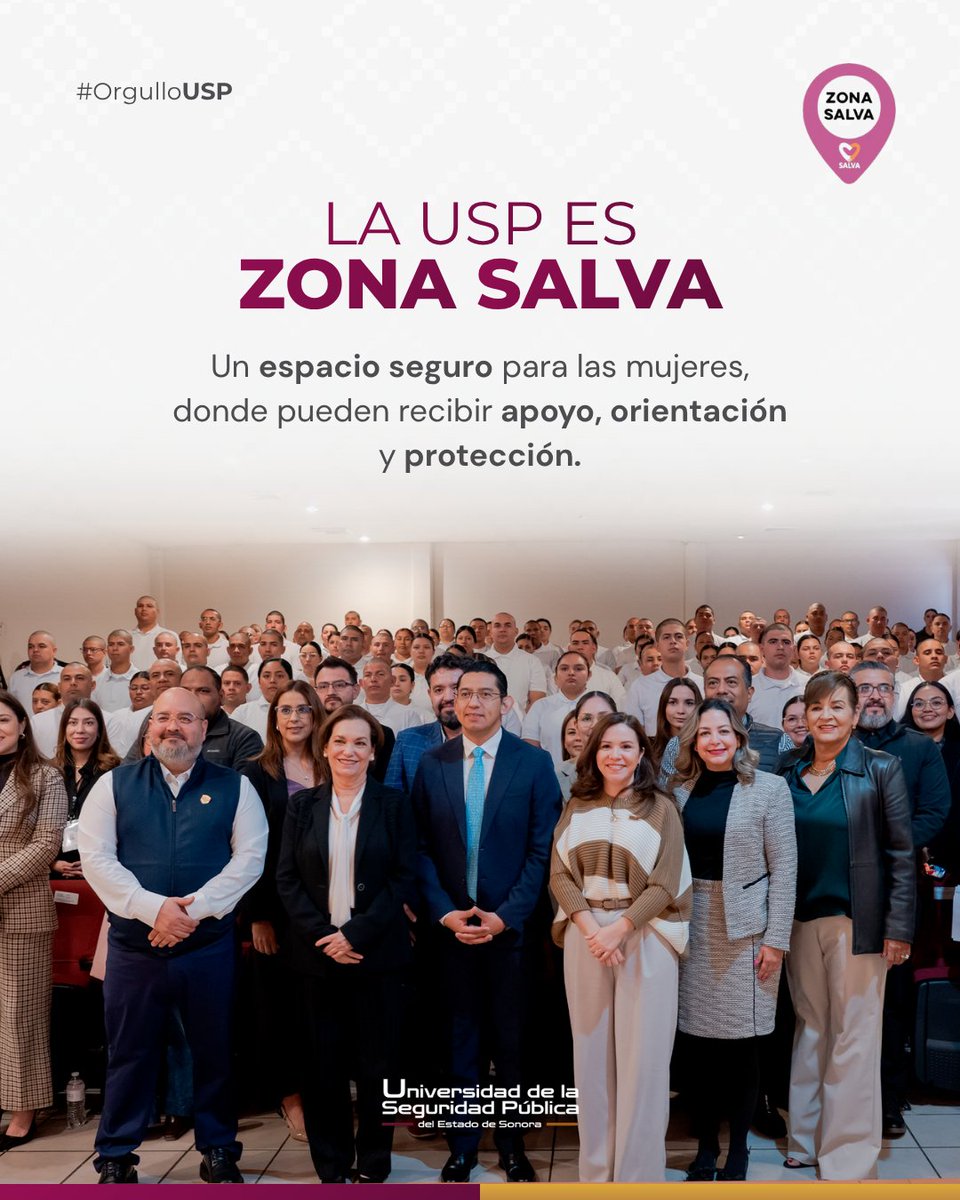 DrElliothRomero's tweet photo. Razón #4 para sentir #OrgulloUSP.
Ser Zona SALVA es asumir un compromiso real: ser un espacio seguro, de confianza y atención inmediata para mujeres que lo necesiten, brindando apoyo, orientación y acompañamiento.
Este esfuerzo es resultado de una estrategia clara en materia de seguridad, encabezada por el secretario de Seguridad, Braulio Martínez Navarrete, y fortalecida a través del programa SALVA con el trabajo de Zulema Boneo.
Una acción que forma parte de la visión impulsada por el gobernador @AlfonsoDurazo , consolidando espacios reales de protección para las mujeres en Sonora.