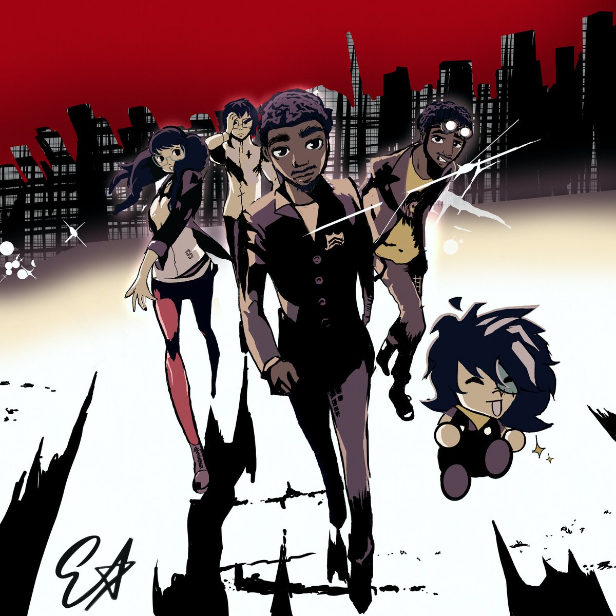 Eclipsed_art's tweet photo. Persona 5 art but my friends and I are the main characters :3 #persona #art #moot #fanart #oc https://t.co/iO8t1jdNHS