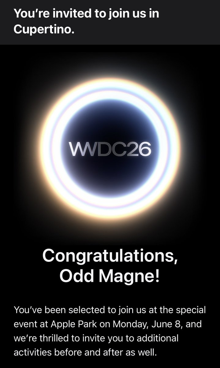 OddMagne's tweet photo. Thanks, @Apple 🙏 #wwdc #wwdc26 https://t.co/YU3h5ZRk2V