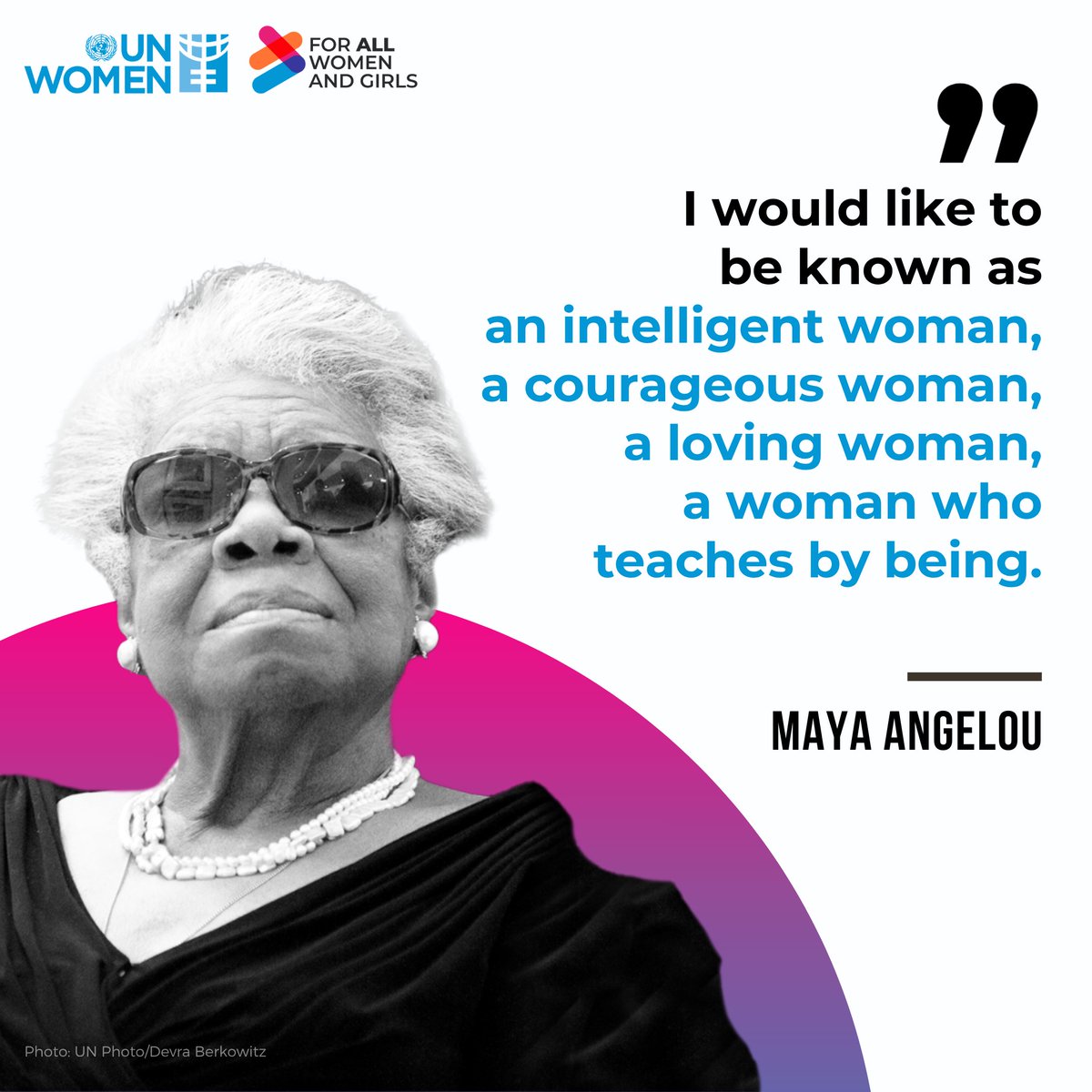 UN_Women's tweet image. Born #OnThisDay, Maya Angelou reminds us that advancing #GenderEquality is more than a movement—it’s a way of life.

Today and every day, her words continue to inspire us to build a better world #ForAllWomenAndGirls.