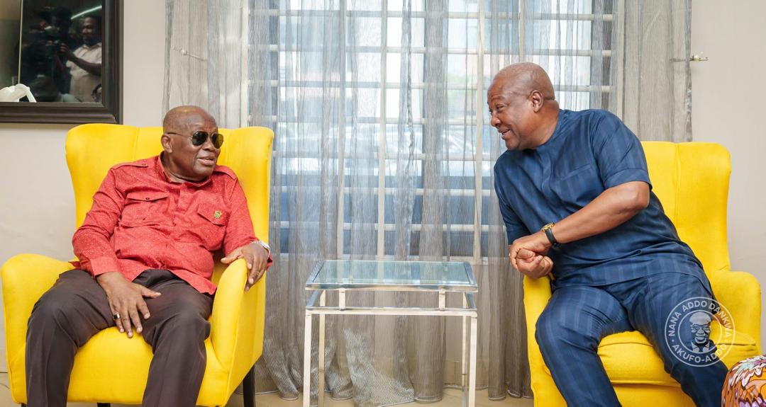 Asempa947_FM's tweet image. Earlier today, whilst in Kwahu for Easter, former President Akufo-Addo paid a visit to President John Mahama, who is also in Kwahu for the Kwahu Business Forum.

#asempafm